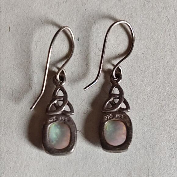 Morningflower Knot Earrings white Opal Sterling Silver French Hook Ear Wire 925 - Picture 7 of 8